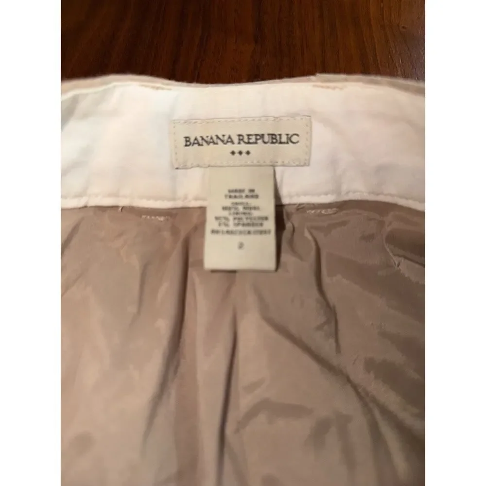 Banana Republic Women's Wool Striped Straight Leg Tan Trousers - Size 2